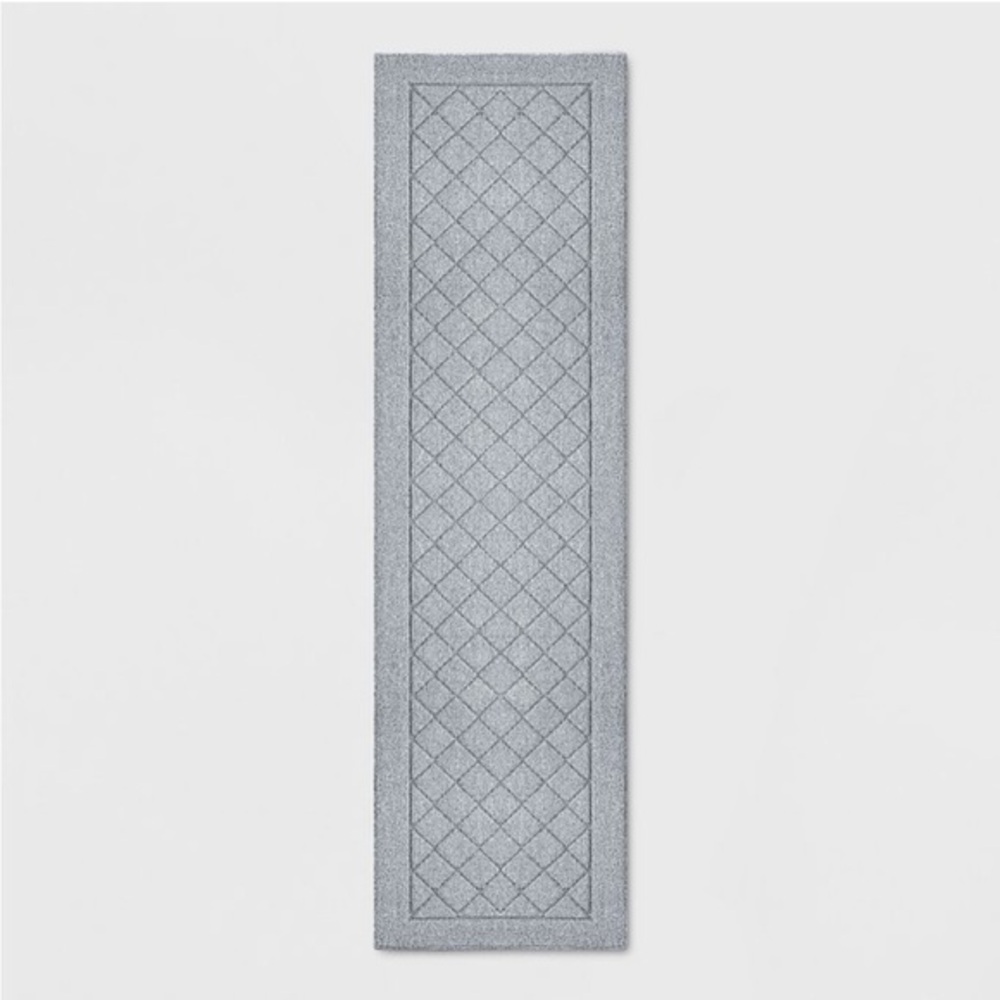 Threshold Gray Runner Rug 24x84 Washable  Skid Resistant NWT